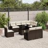 vidaXL 9-tlg. Garten-Sofagarnitur mit Kissen Braun Poly Rattan