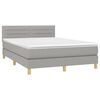 vidaXL Boxspringbett mit Matratze & LED Hellgrau 140x200 cm Stoff