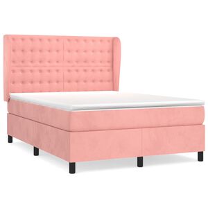 vidaXL Boxspringbett mit Matratze Rosa 140x190 cm Samt