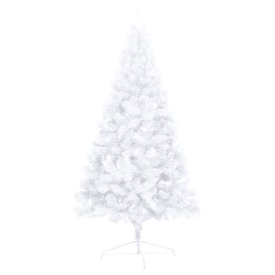 vidaXL Künstlicher Halb-Weihnachtsbaum Beleuchtung Kugeln Weiß 240 cm