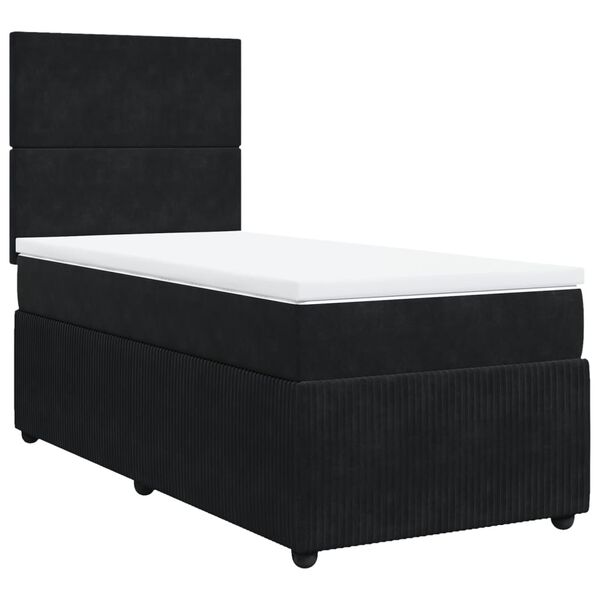 vidaXL Boxspringbett mit Matratze Schwarz 90x200 cm Samt