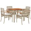 vidaXL 5-tlg. Garten-Essgruppe mit Kissen Beige Poly Rattan