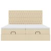 vidaXL Ottoman-Bett mit Matratzen & LEDs Creme 200x200 cm Stoff