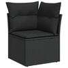 vidaXL Garten-Sofa-Set mit Kissen 7 pcs Schwarz Poly Rattan