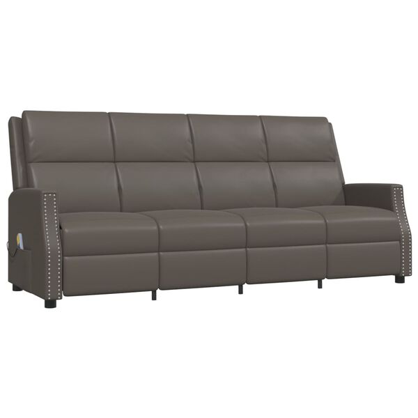 vidaXL 4-Sitzer Massagesessel Grau Kunstleder