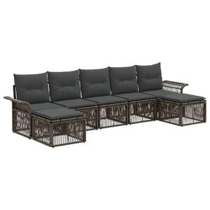 vidaXL Gartensofa-set 7 stk. Grau Poly-Rattan