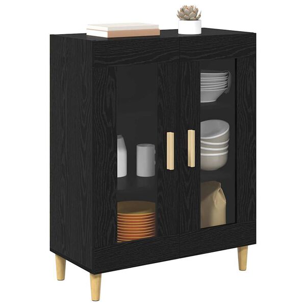 vidaXL Sideboard Schwarz Eichen-Optik 69,5 x 34 x 90 cm Holzwerkstoff