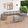 vidaXL 12-tlg. Garten-Lounge-Set Massivholz Kiefer Grau