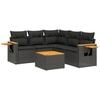 vidaXL 6-tlg. Garten-Sofagarnitur mit Kissen Schwarz Poly Rattan