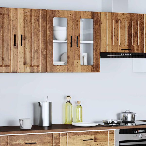 vidaXL K&uuml;chen-H&auml;ngeschrank mit Glast&uuml;r Porto Altholz-Optik