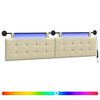 vidaXL H&auml;ngendes Kopfteil Mit LED Licht Creme Kunstleder