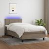 vidaXL Boxspringbett mit Matratze & LED Taupe 100x200 cm Stoff