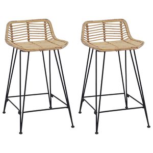 vidaXL Barhocker 2 stk. Natur 44 x 45 x 76 cm Rattan und Stahl