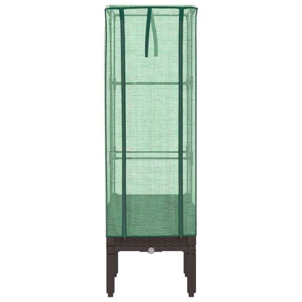 vidaXL Hochbeet mit Gew&auml;chshaus-Aufsatz Rattan-Optik 40x40x140 cm