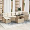 vidaXL Garten-Sofa-Set mit Kissen mit Speicher 8 pcs Beige Poly Rattan