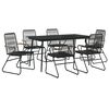 vidaXL 7-tlg. Garten-Essgruppe Schwarz PVC-Rattan