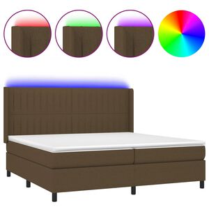 vidaXL Boxspringbett mit Matratze & LED Dunkelbraun 200x200 cm Stoff