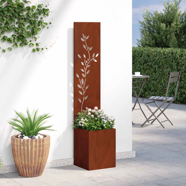 vidaXL Garten Sichtschutz-Leinwand Floral Rostig 32 x 32 x 150 cm