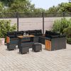 vidaXL Gartensofa-set mit Kissen 18 pcs Schwarz Poly-Rattan