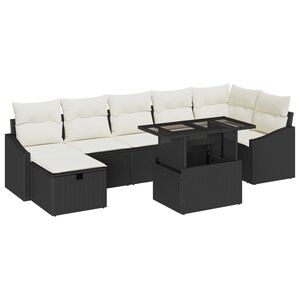 vidaXL Garten-Sofa-Set 8 pcs Schwarz Poly-Rattan