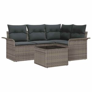 vidaXL Gartensofa-set mit Kissen 5 pcs Grau Poly-Rattan