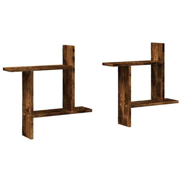 vidaXL Wandregale 2 Stk. R&auml;uchereiche 50x12x50 cm Holzwerkstoff
