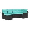 vidaXL Gartensofa-set mit Kissen 6 pcs Schwarz und T&uuml;rkis Poly-Rattan