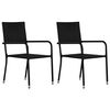 vidaXL Garten-Essst&uuml;hle 2 Stk. Stapelbar Schwarz Poly Rattan