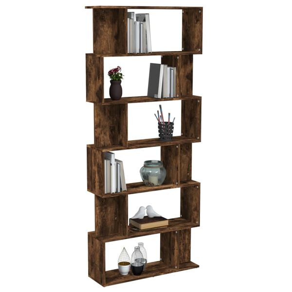 vidaXL Bücherregal/Raumteiler Räuchereiche 80x24x192 cm Holzwerkstoff
