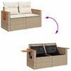 vidaXL Gartensofa-set mit Kissen 9 pcs Beige und Creme Poly-Rattan