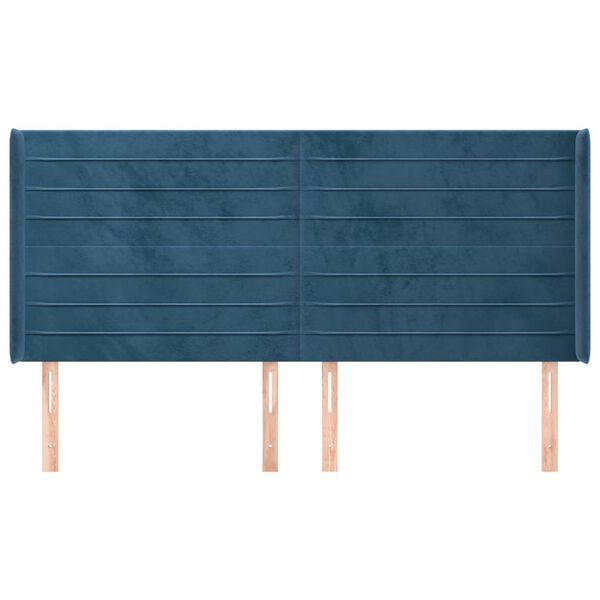 vidaXL Kopfteil mit Ohren Dunkelblau 183x16x118/128 cm Samt