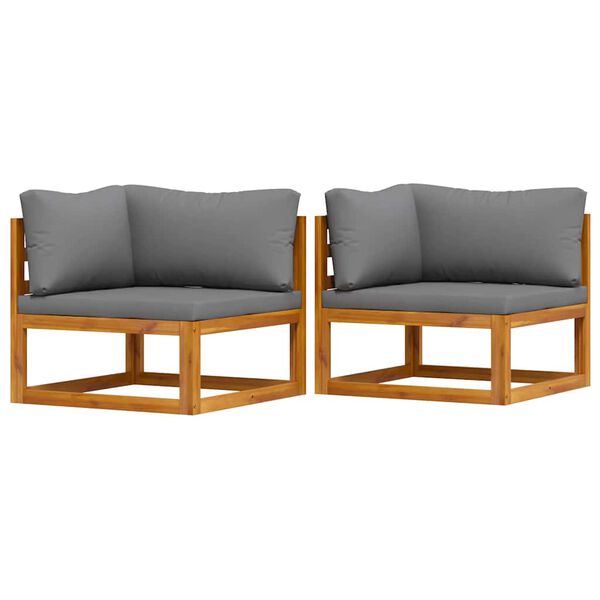 vidaXL Modular-Ecksofas 2 Stk. mit Auflagen Dunkelgrau