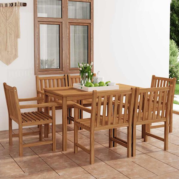 vidaXL 7-teiliges Garten-Ess-Set 140 x 80 cm Massivholz Teak