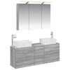 vidaXL Badezimmerm&ouml;bel-Set 4 pcs Grau Sonoma Ingenieurholz und Glas