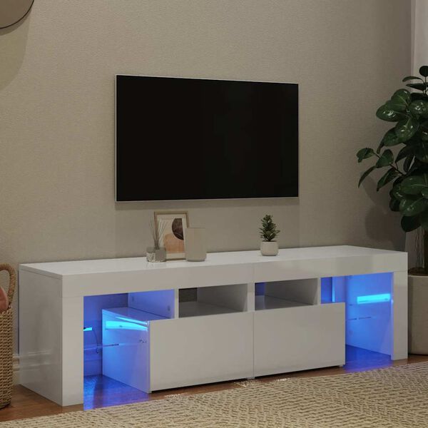 vidaXL TV-Schrank mit LED-Beleuchtung Hochglanz-Wei&szlig; 140x36,5x40 cm