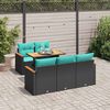vidaXL 6-tlg. Garten-Sofagarnitur mit Kissen Schwarz Poly Rattan