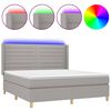 vidaXL Boxspringbett mit Matratze & LED Hellgrau 180x200 cm Stoff