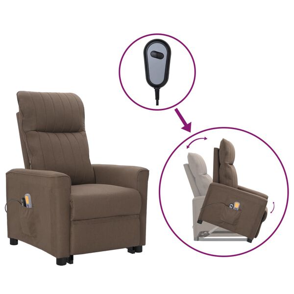vidaXL Massagesessel mit Aufstehhilfe Taupe Stoff
