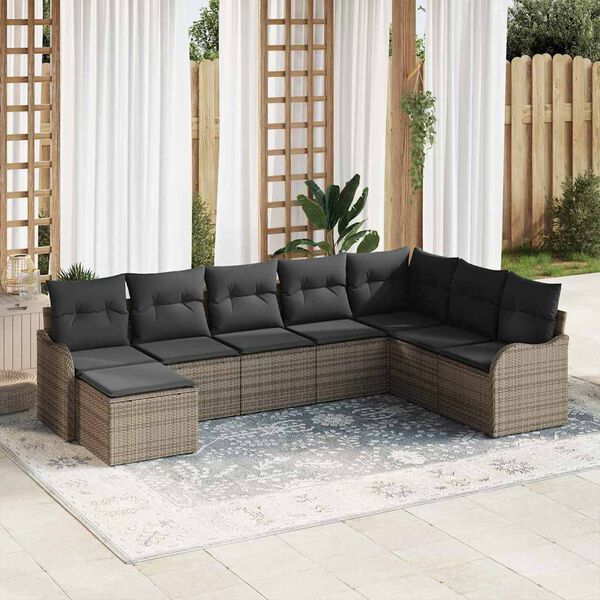 vidaXL Gartensofa-set 8 pcs Grau Poly-Rattan