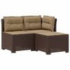vidaXL 3-Sitzer Garten Sofa mit Kissen Rattan-Look PP Braun