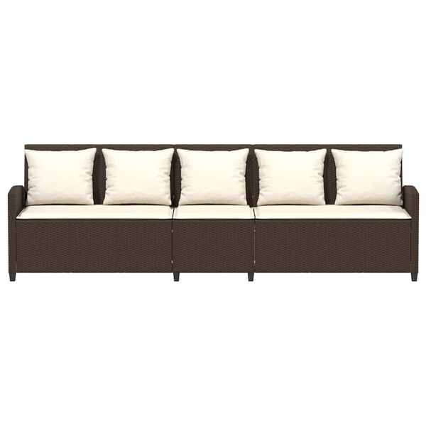 vidaXL Gartensofa 5-Sitzer mit Kissen Braun Poly Rattan