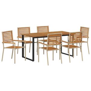 vidaXL Garten Essgruppe 7 stk. Beige Massivholz Akazie
