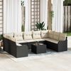 vidaXL Garten-Sofa-Set mit Kissen 10 pcs Schwarz und Wei&szlig; Poly Rattan