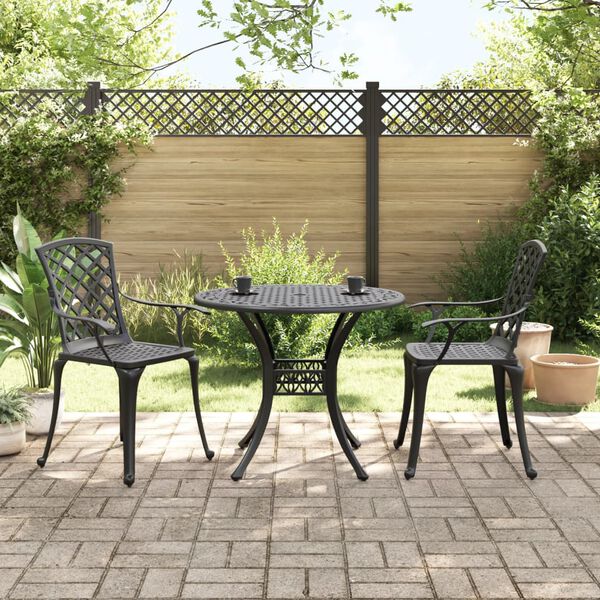 vidaXL 3-tlg. Bistro-Set Schwarz Aluminiumguss