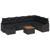 vidaXL Garten-Sofa-Set mit Kissen 9 pcs Schwarz Poly Rattan