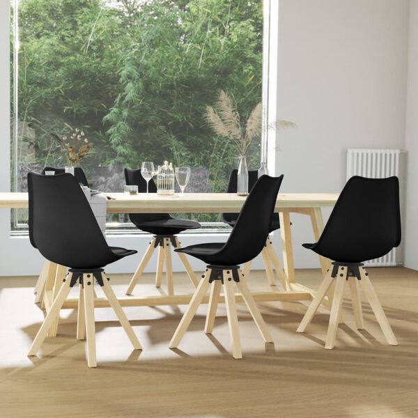 vidaXL Esszimmerst&uuml;hle 6 Stk. Drehbar Schwarz PP