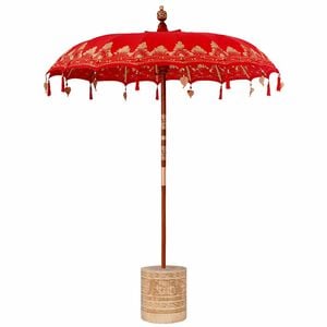 vidaXL Balinesischer Sonnenschirm mit Sockel Rot 185 x 185 x 260 cm