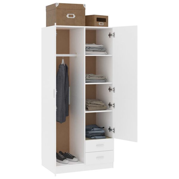 vidaXL Kleiderschrank Wei&szlig; 80x52x180 cm Holzwerkstoff