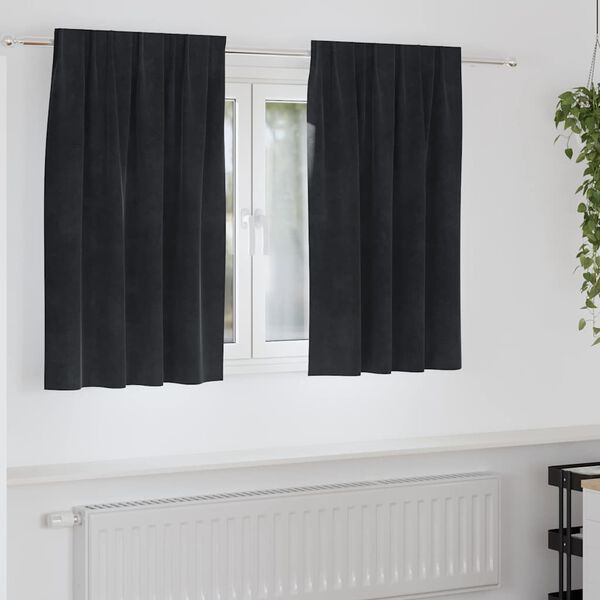 vidaXL Verdunkelungsvorh&auml;nge 2 pcs Schwarz 140 x 140 cm Samt