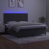 vidaXL Boxspringbett mit Matratze & LED Dunkelgrau 180x200 cm Samt